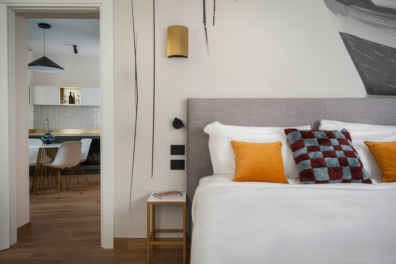 Detail of bedroom with double bed, Classic Apartment with canal view
