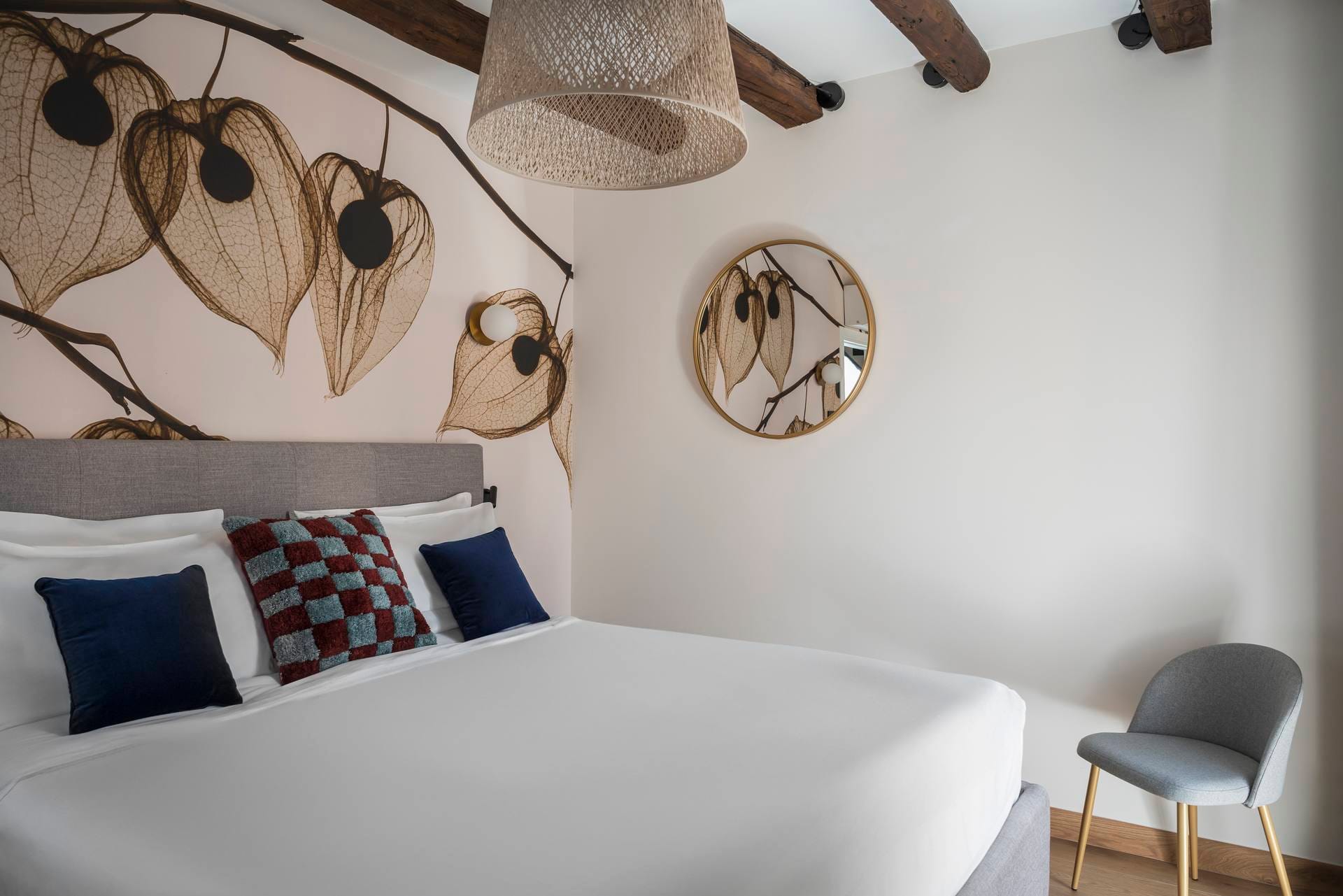 Detail of bedroom with double bed, Superior Apartment with Canal View