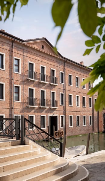 Exterior facade with private dock of Palazzo dei Guardiani, Venice