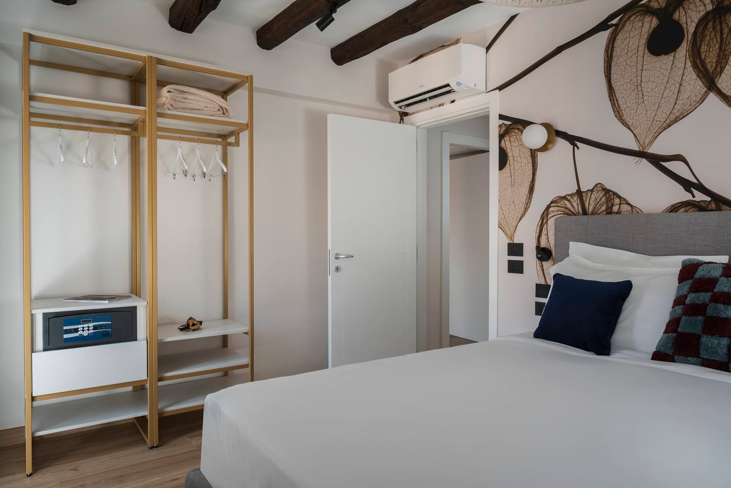 Double bedroom with wardrobe, safe, and split air conditioner, Superior Apartment with Canal View